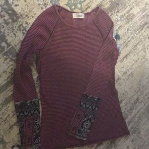 Thermal fabric, washed burgundy, cuffs